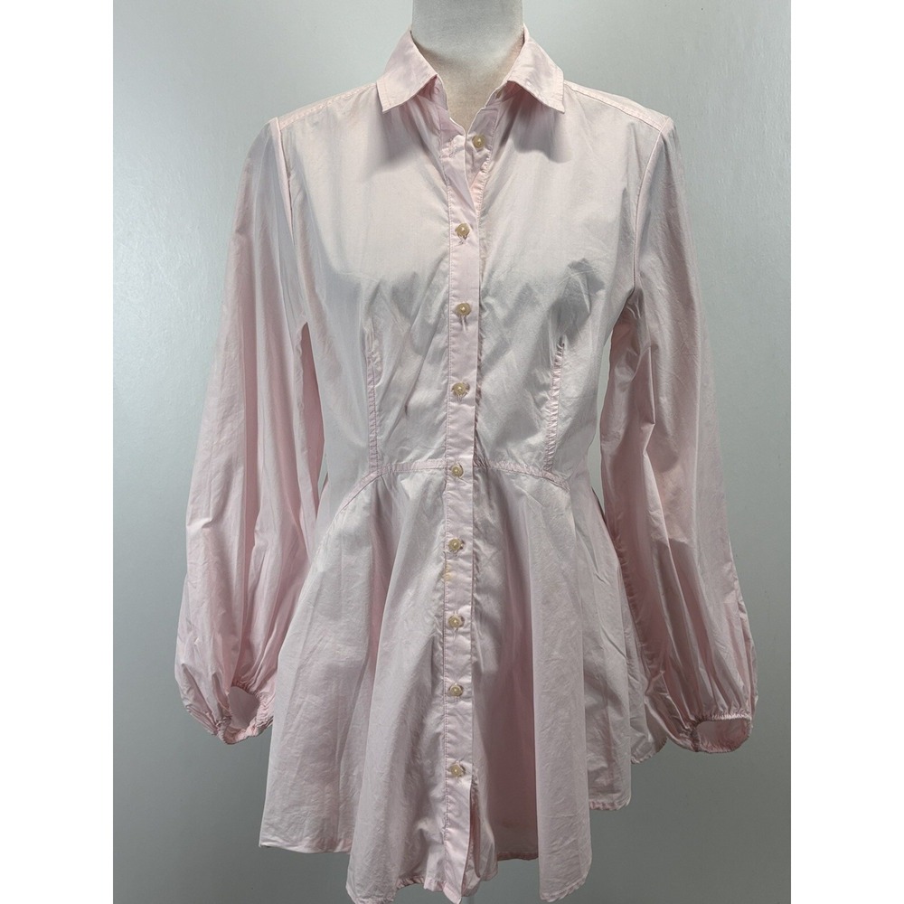 Women's Free People All The Time Poplin Button Up Shirt Small Pink READ Balloon
